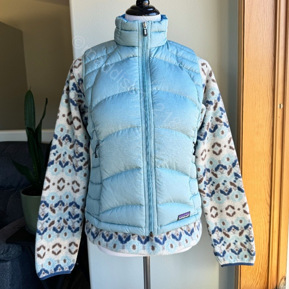 Patagonia Down Vest Castaway Light Blue Medium Hi-Loft 700-fill-power down M - Picture 1 of 14